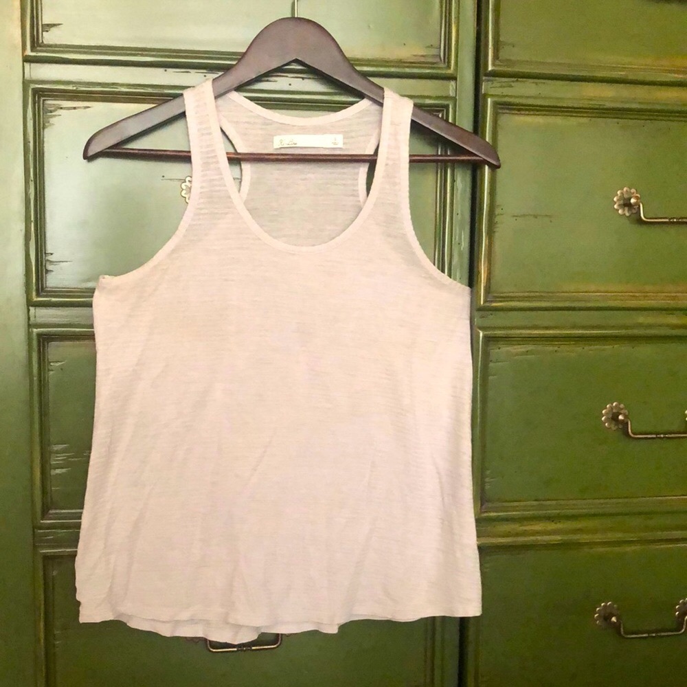 DOVE GREY HILINE MADEWELL SIZE SMALL SWING STRIPE TANK VERY SHEER TEXTURE